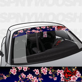 Japanese Oni Mask Sakura Windshield Banner